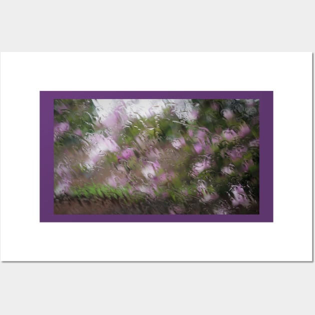 Pink Flowers in the Rain Wall Art by 1Redbublppasswo